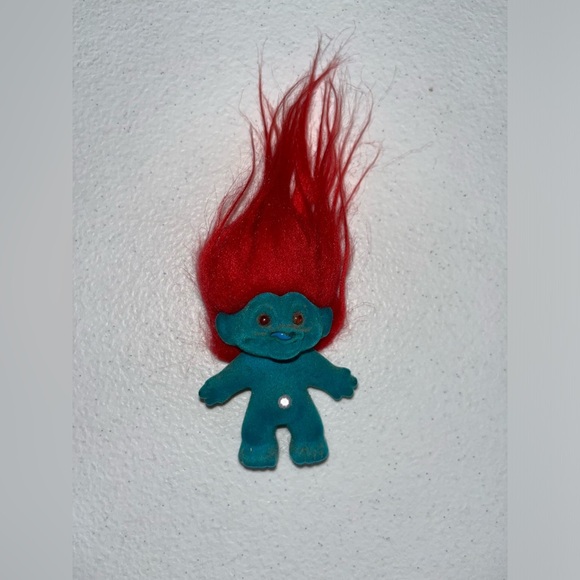 DAM Troll VTG Blue Pink Felt with Gem in the Belly YY14813 - Picture 1 of 4